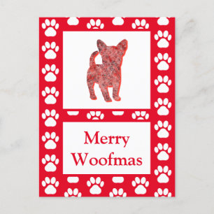 Chihuahua Dog Silhouette Red Frohe Weihnachten Postkarte