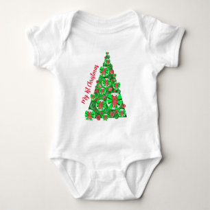Chihuahua Dog Silhouette Weihnachtsbaum Rot Baby Strampler