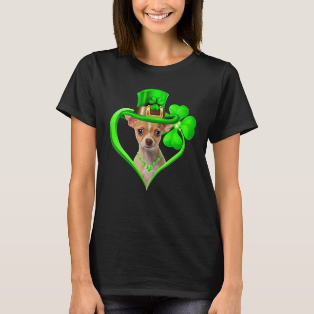 Chihuahua Dog St Patricks Day Lover Irish Shamrock T-Shirt (Vorderseite)