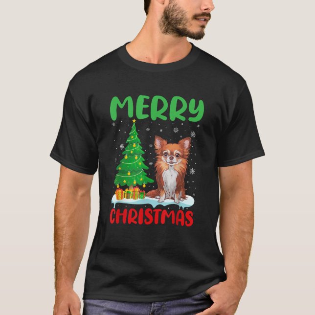 Chihuahua Dog Tree Xmas Sweater Men Ugly Chr T-Shirt (Vorderseite)