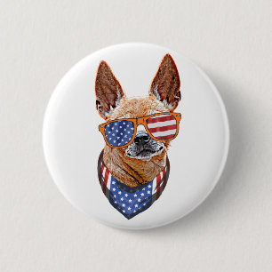Chihuahua Dog USA Unabhängigkeit 4. Juli Button