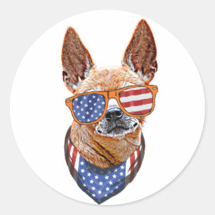 Chihuahua Dog USA Unabhängigkeit 4. Juli Runder Aufkleber