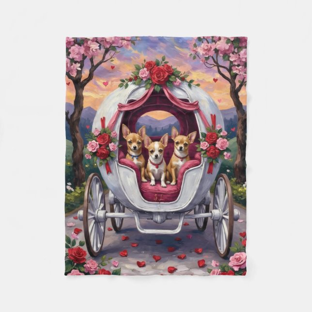 Chihuahua Dog Valentine's Day Fleecedecke (Vorderseite)