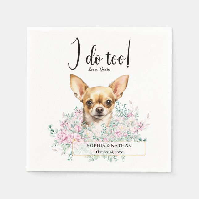 Chihuahua Dog Wedding Cocktail Napkins Serviette (Vorderseite)