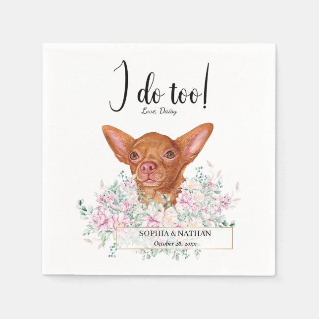 Chihuahua Dog Wedding Cocktail Napkins Serviette (Vorderseite)
