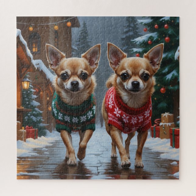 Chihuahua Dogs Christmas Snow Holiday (Vertikal)