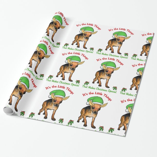 Chihuahua Elf Weihnachten Geschenkpapier (Ungerollt)