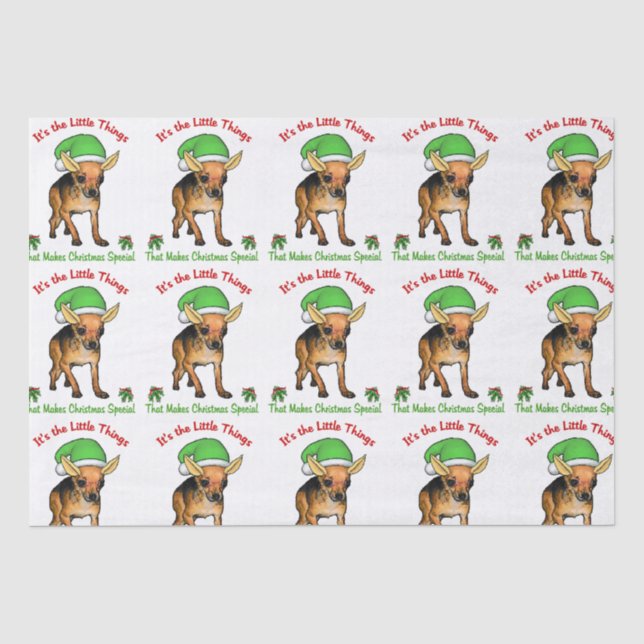 Chihuahua Elf Weihnachten Seidenpapier (Vorderseite)