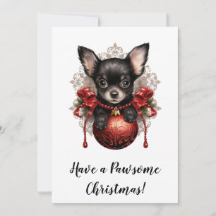 Chihuahua et la carte de Noël Bauble