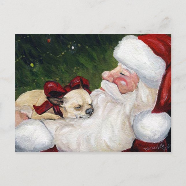 "Chihuahua et Père Noël" Carte postale de Noël de  (Devant)