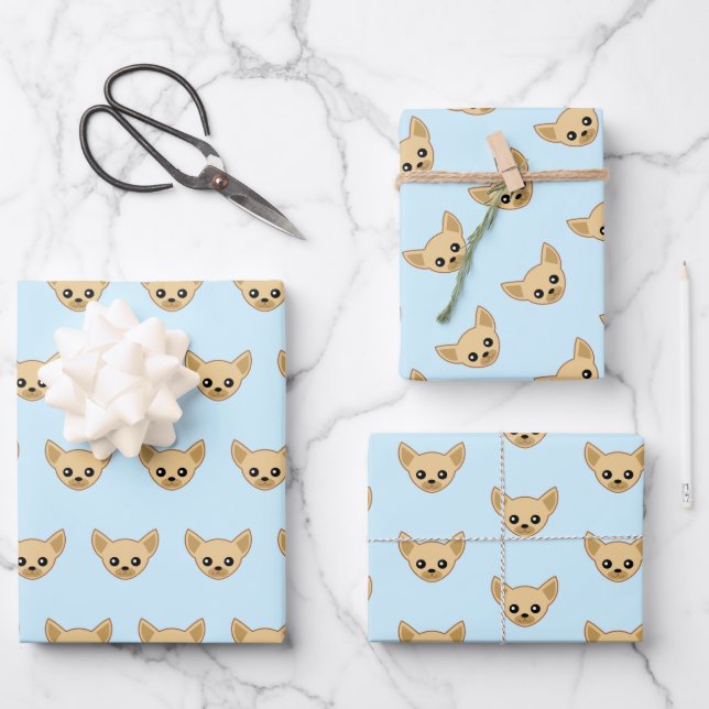 Chihuahua Face Geschenkpapier Set (Vorderseite)
