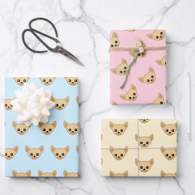 Chihuahua Face Geschenkpapier Set (Vorderseite)