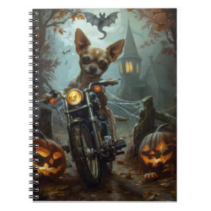 Chihuahua fährt Motorrad Halloween Gruselig Notizblock