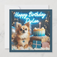 Chihuahua Flat Birthday Card Happy Birthday Dylan