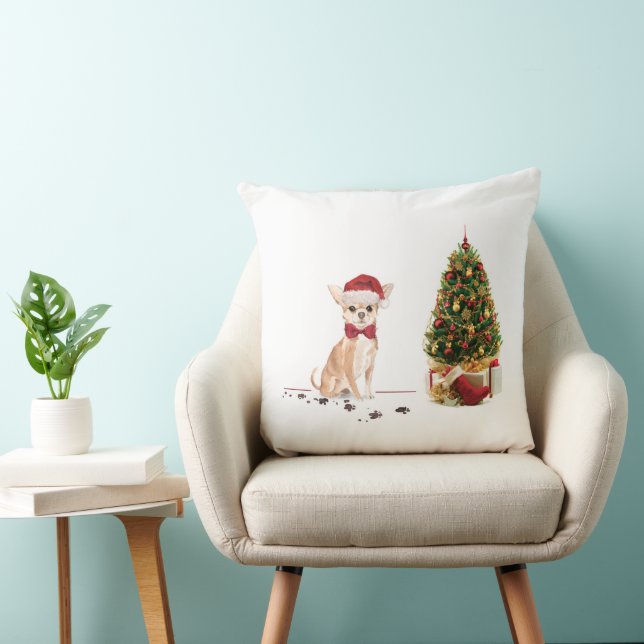 Chihuahua Funny Christmas Dog mit Baum Kissen (Stuhl )