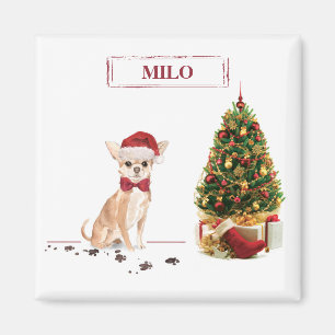 Chihuahua Funny Christmas Dog mit Baum Magnet