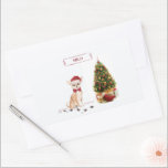 Chihuahua Funny Christmas Dog mit Baum Rechteckiger Aufkleber<br><div class="desc">Dieses Weihnachtsgeschenk ist geschmückt und mit viel Spaß gefüllt. Es zeigt einen kleinen Chihuahua, der sich alle eingeputzt hat und bereit ist, den Urlaubsgeist zu teilen! Es ist so eine niedliche Rasse, aber Gefühl schüchtern ist über die schlammigen Pfoten Drucke, die es verlassen hat. Aber das ist perfekt, um die...</div>