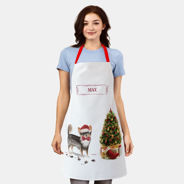 Chihuahua Funny Christmas Dog Tree Schürze (Getragen)