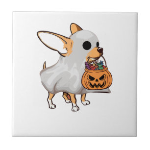 Chihuahua-Geist-Kürbis-Halloween-Shirt Fliese