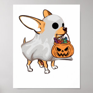 Chihuahua-Geist-Kürbis-Halloween-Shirt Poster