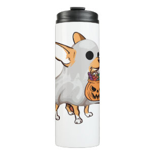 Chihuahua-Geist-Kürbis-Halloween-Shirt Thermosbecher