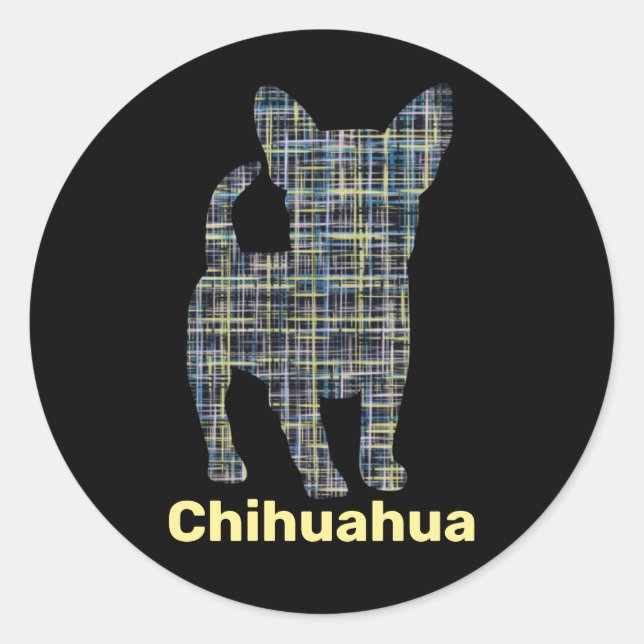 Chihuahua Gelb- und Schwarze Grilllinie Runder Aufkleber (Vorderseite)