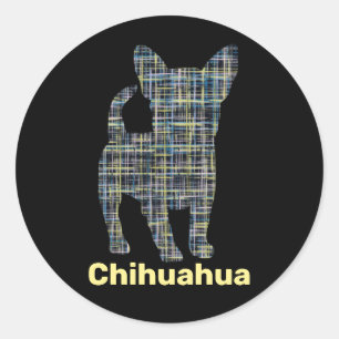 Chihuahua Gelb- und Schwarze Grilllinie Runder Aufkleber