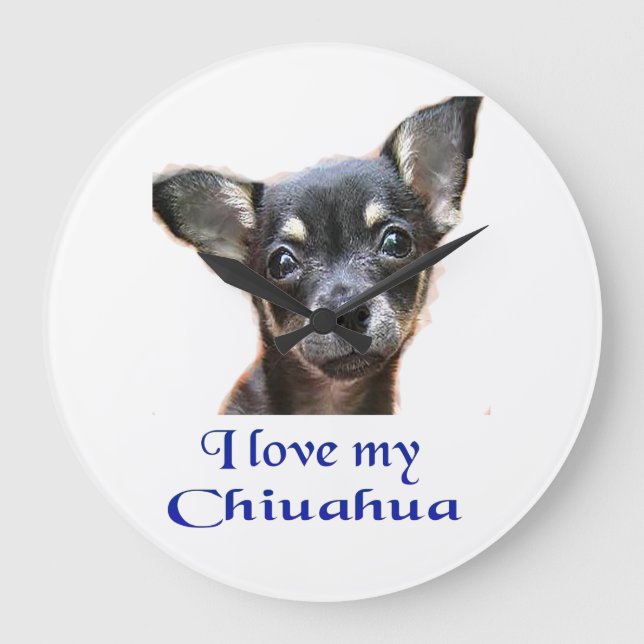 Chihuahua-Geschenke Große Wanduhr (Vorderseite)