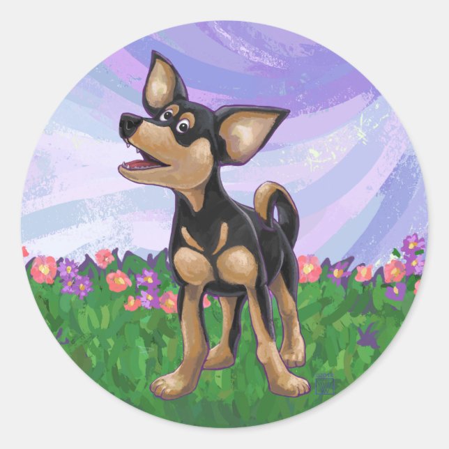 Chihuahua Geschenke und Accessoires Runder Aufkleber (Vorderseite)