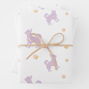 Chihuahua-Geschenkpapier – Minimalistisches Lavend Geschenkpapier Set