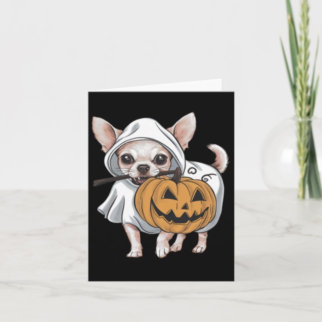 Chihuahua Ghost Dog Halloween Karte (Vorderseite)