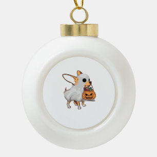 Chihuahua Ghost Pumpkin Halloween Shirt Keramik Kugel-Ornament