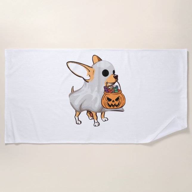 Chihuahua Ghost Pumpkin Halloween Shirt Strandtuch (Vorderseite)