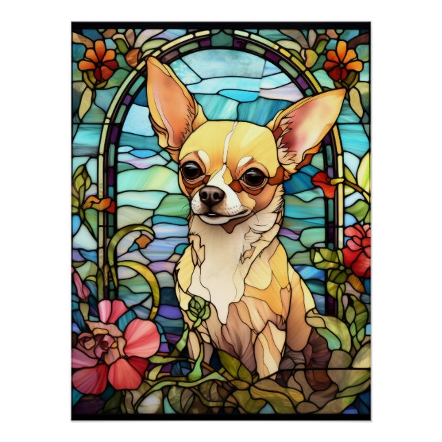 Chihuahua Glasfensterdesign Poster (Vorderseite)