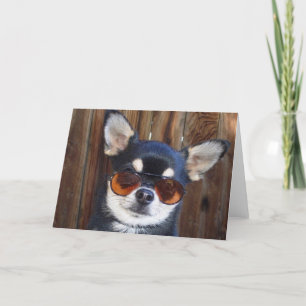 Chihuahua-Grußkarte in Schwarz und Bein Karte