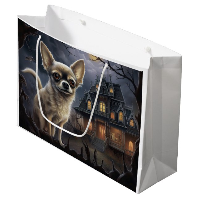 Chihuahua Halloween Beängstigend Große Geschenktüte (Vorderseite Schrägansicht)
