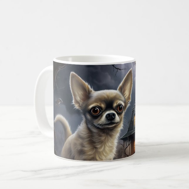 Chihuahua Halloween Beängstigend Kaffeetasse (Vorderseite Links)