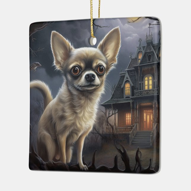 Chihuahua Halloween Beängstigend Keramikornament (Links)