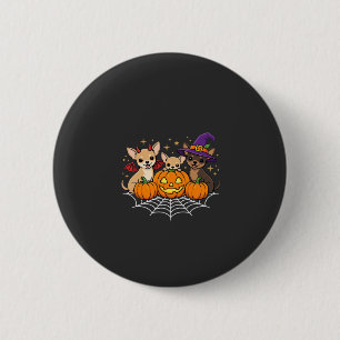 Chihuahua Halloween-Kürbis-Hexen-Hund-Design Button