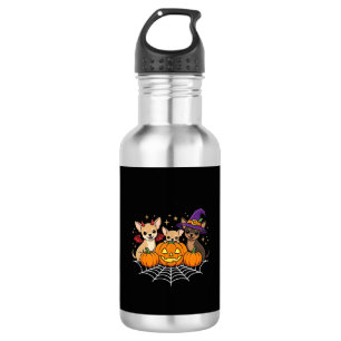 Chihuahua Halloween-Kürbis-Hexen-Hund-Design Edelstahlflasche
