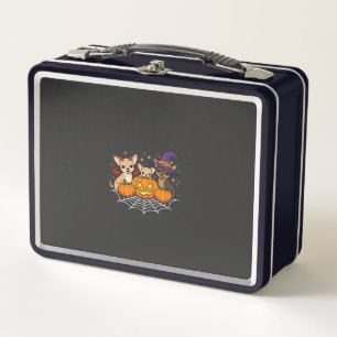 Chihuahua Halloween-Kürbis-Hexen-Hund-Design Metall Brotdose