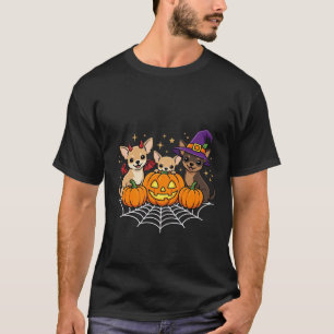 Chihuahua Halloween-Kürbis-Hexen-Hund-Design T-Shirt