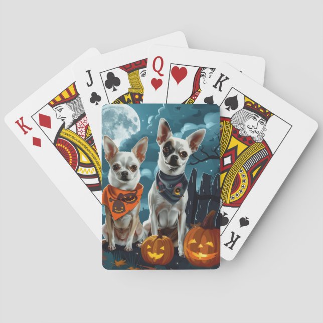 Chihuahua Halloween Spooky Spielkarten (Rückseite)
