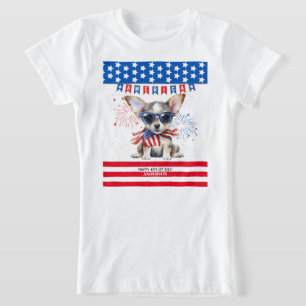 Chihuahua Happy 4th July America Patriotic USA T-Shirt