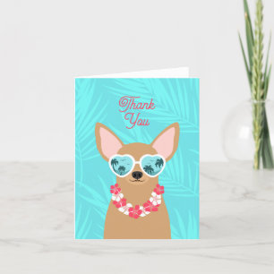 Chihuahua Hawaiian 4" x 5,6" Carte de remerciement