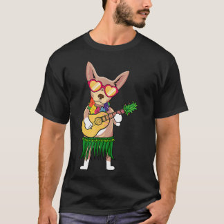 Chihuahua Hawaiian Kostüm spielt Ukulele Sommer  T-Shirt
