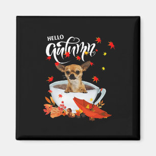 Chihuahua Herbsthund und Kaffeefall Erntedank Magnet