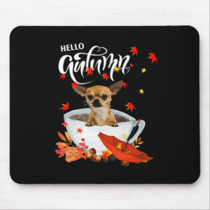 Chihuahua Herbsthund und Kaffeefall Erntedank Mousepad