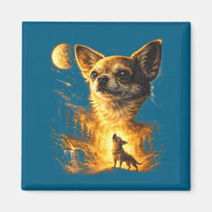 Chihuahua heult den Mond lustiger Chihuahua-Meme m Magnet