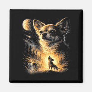 Chihuahua heult zum Mond 90er Retro-Hund-Meme Magnet